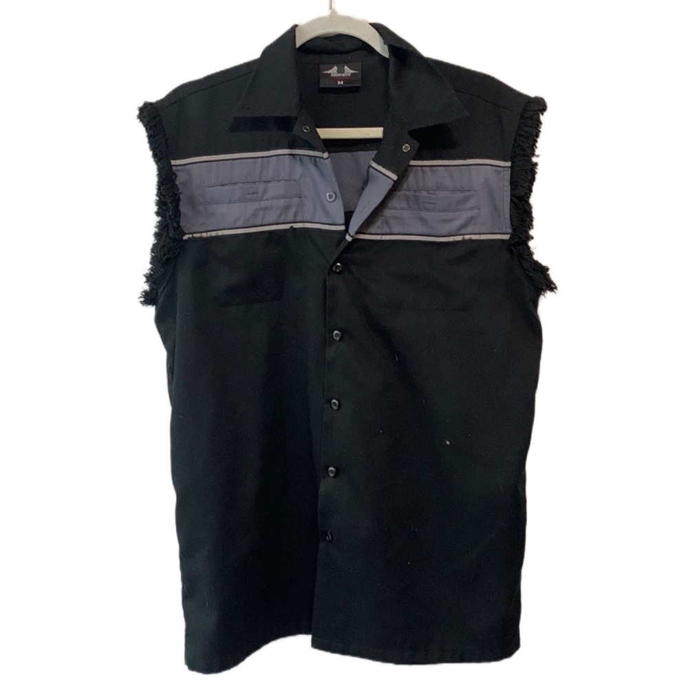 Vintage Black and Gray Casual Button Down Shirt